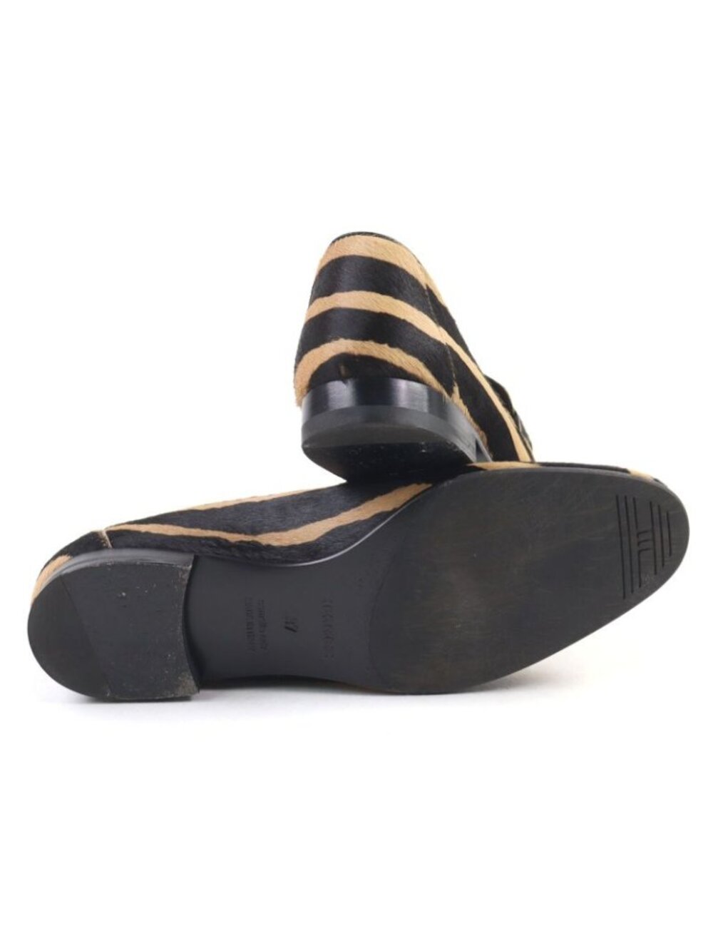 Hermes 2021 Z Halaco H Metal Zebra Pattern Moccasin Loafers Camel Black - Picture 5 of 12